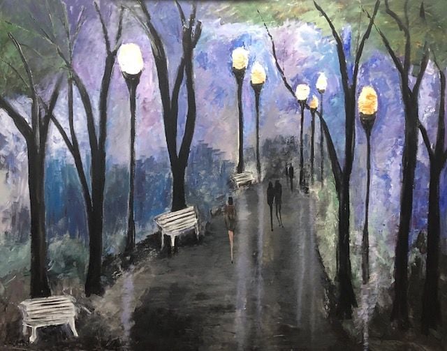 Evening In Central Park Painting